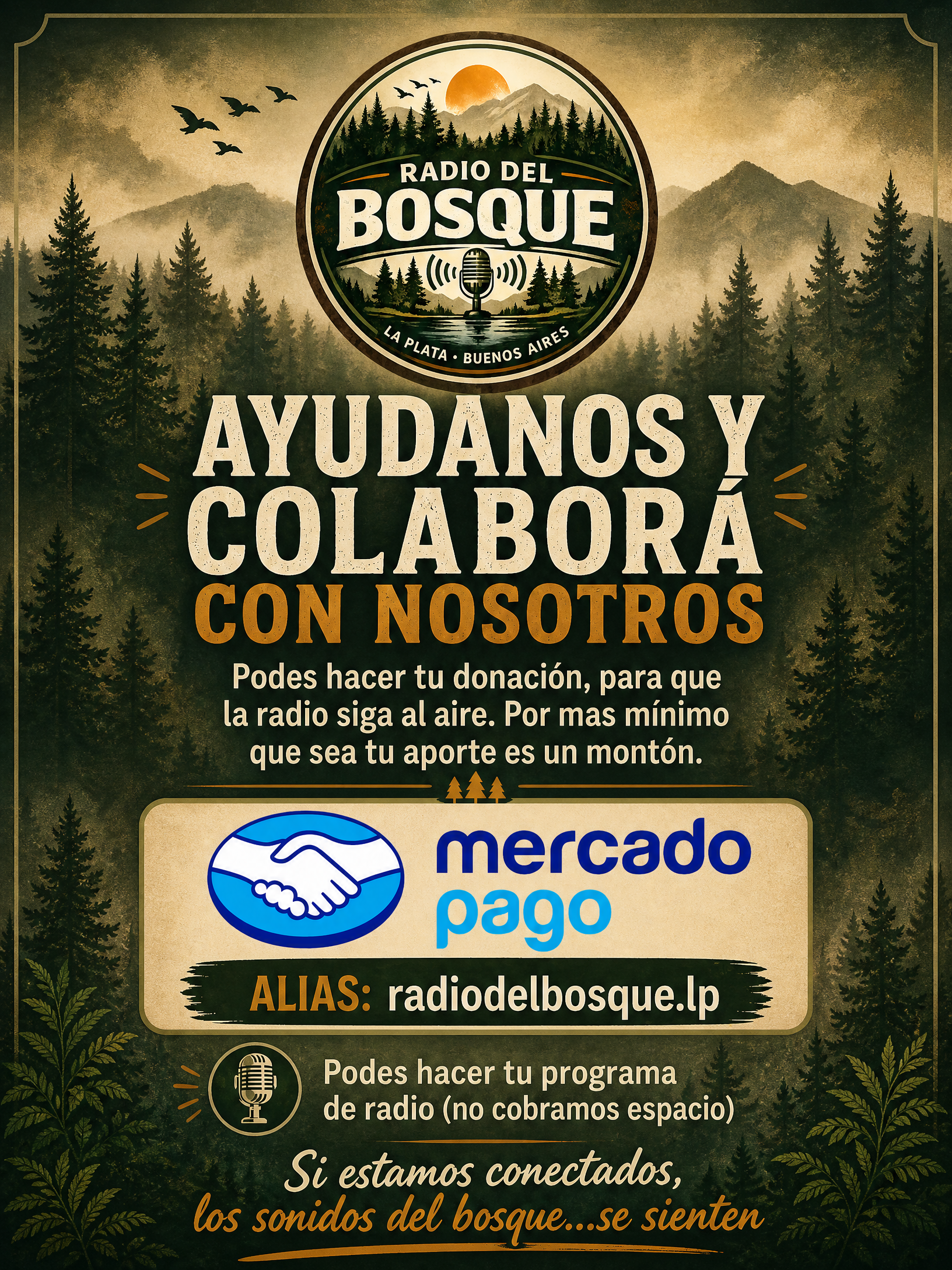 Ayudanos a mantener viva Radio del Bosque - Escaneá el código QR para colaborar